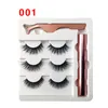 3 pairs magnetische wimpers valse wimpers + vloeibare eyeliner + tweeteen oog make-up set 3D-magneet op voorraad