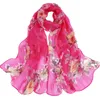 Bufandas 25 # Moda para mujer Impresión de flor de melocotón Bufanda larga suave para mujer Mantón de gasa Slik Ladies ShawlScarves Rona22