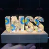 Nachtverlichting 26 Letters LED-epoxy Gedroogde bloem reliëf nacht licht Valentijnsdag geschenklamp