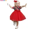 ガールズドレス夏のレースのメッシュパーティードレス花の幼児子供の誕生日ケーキドレスの赤ちゃん女の子の服のドレス笑サプライズ210713