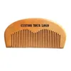 Party Favorit 300pcs / mycket graverade din logotyp Naturlig persika Träkam Handgjord Straight Pocket Trä Beard Combs Anpassad 11 * 5 * 1cm Sn4439