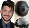 Straight Slicone Wigs 15mm Afro Curl 1B Full PU Toupee Mens Wig Indian Virgin Human Hair Replacement for Black Men Express Delivery