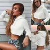 Women's Hoodies & Sweatshirts Hirigin Summer Long Sleeve Hoodie Sweatshirt Jumper White Crop Tops Pullover Spring Autumn Casual Clothes