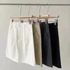 Toppies Verão Branco Algodão Mini Saias Alta Cintura A linha Saias Sólida Color Bolsos Voltar Casual Streetwear 210412