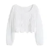 Crop Jumper Blouses And Shirts Women Spring Korean Temperament Long Sleeve Twist Spliced Design Tops Vintage O-Neck Blusas 210515