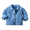 children boys girls long sleeve denim jacket kids tie-dye colorfu coat single-breasted spring broken style 1-7Y ripped 211204