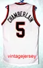 Wilt Chamberlain＃5 Overbrook High School White Retro Embroidery Basketball Jerseys任意のサイズ番号をカスタマイズする
