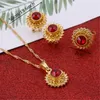 Orecchini Collana Set di gioielli etiopi Anello con pendente in cristallo color oro Matrimonio Habesha di mezza Pasqua
