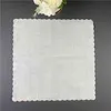 Set of 12 Fshion Table 40*40 CM Dinner White Irish 100% Linen Tea Napkins with Color Embroidered Scalloped Edges