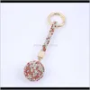 Faveur événement fête fournitures maison jardinblingbling diamant porte-clés boule de cristal brillant pleine perceuse boucle de voiture porte-clés anneau sangle Ch