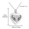 Angel Wings cremation gioielli urna collana in acciaio inox a forma di cuore a forma di ciondolo gioielli uomo / donna collana keepsake - set di quattro pezzi