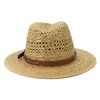 sun hats summer women big brim khaki black belt band casual straw hats handmade luxury sun protection outdoor beach women hats