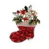 Christmas Brooch Pin Snowman Santa Claus Boot Sleigh Heart Garland Fashion Jewelry Gift