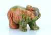 Pietre preziose naturali intagliate Clinozoisite Elephant Pocket Statue Healing Decor