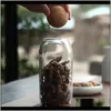 Hushållningsorganisation hem gardentransparent glas lagringstank borosilikat förseglade korn behållare med kork (runda boll,) flaskor j