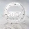 Relojes de mesa de escritorio Reloj de pared Digital LED alarma 3D hogar redondo silencioso con Sensor inteligente 12/24H 4 niveles función de memoria de brillo