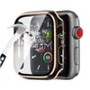 Plating beschermende gevallen voor Apple horloge Iwatch-serie 6 5 4 3 2 1 met gehard glas schokbestendig deksel