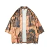 Originele mannen japan stijl kimono cardigan shirt jas traditionele losse afdrukken mode casual dunne jas zomer bovenkleding herenjassen
