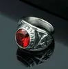 US Army Titanium Steel Ring Red Cyrkon Wysokiej jakości Retro Pierścień męski
