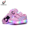 Scarpe da ginnastica a rotelle Con due ruote Wheelys Scarpe a led Bambini Ragazze Bambini Ragazzi Light Up Luminoso Incandescente Illuminato 210907