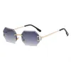Sonnenbrille Emosnien Mode 2021 Polygon Männer Randlose achteckige Vintage Shades Gradient UV400 Reisen Sonnenbrille Für Frauen