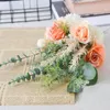 Decoratieve bloemen kransen bruiloft combinatie boeket bruids stekken kunstmatige boeketten plastic voor home decor plakboek hand stropdas nep