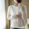 Maglione di cashmere Collo alto da donna Abbinamento colori 100% pura lana Pullover Fashion Plus Size Warm lavorato a maglia Shir 210922