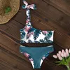 Bikini kvinnor badkläder Push Up Swimsuit One Shoulder Print Brasilian Bikini Set Biquini Bathing Suit Beach Swimming Suit 210319