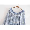 Chu Sau schoonheid mode boho vintage print katoen gewassen tops vrouwen vakantie stijl O-hals lange mouw dames korte blouses 210508