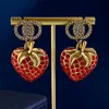 Erdbeer-Diamant-Ohrringe Designer-Halsketten für Frauen Anhänger Modebrief Gold Studs Luxurys Hoop Ohrring Schmuck Set Box Neue 22031503