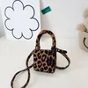 PU Leather Children Small Square Shoulder Bags Solid Color Baby Girls Flap Crossbody Bag Kids Leopard Mini Coin Purse Handbags