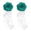 Orecchini pendenti con dichiarazione di fiori di rosa alla moda per le donne Bijoux con orecchini con nappa di perla simulata