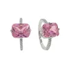 Cluster Ringar Prinsessan Cut Big Pink Cubic Zirconia CZ Pinky Ring 2021 Lyxig kvinnlig tjej Löfte Förlovningsbröllop för kvinnor