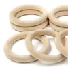 68mm (2.68INCH) Natur Trä Ring Teether Montessori Baby Toy Organic Infant Tanding Toy Tillbehör Halsband DIY Baby Teether 127 Z2