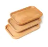 Assiettes en bois Plat Carré Fruits Plateau Dessert Biscuits Thé Serveur Plateau Bois Porte-gobelet Bol Pad Vaisselle