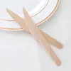 2021Spozyt Ekologiczne Wood Flatware Obiadowa Nóż Drewniany Sztućce Zestaw Fork Nives Deser Scoop Wedding Party Tableware DHL