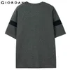 Giordano män Tshirts tappade axel Snabbtorkande Tee Shirts Mesh Foder Kontrast Lös Casual Camiseta Hombre 01021388 G1229