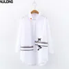 Spring Women Cartoon Embroidery Blouse Shirt Long Sleeve White Lady Office Tops Plus Size Cotton 210514