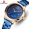 NAVIFORCE Uhren für Frauen Top Marke Luxus Damenuhr Edelstahl Einfache Mädchen Uhr Blau Quarz Armbanduhr Reloj Mujer 210517