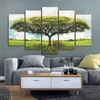 5 panneaux vert jaune rouge arbre affiches forêt imprime toile peinture mur Art pour salon paysage photos décor à la maison