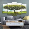 5 Panels Grün Gelb Rot Baum Poster Wald Drucke Leinwand Malerei Wand Kunst Für Wohnzimmer Landschaft Bilder Wohnkultur