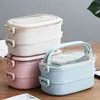 Contenitore per alimenti Lunch Box Cute Cartoon Student Girl School Forno a microonde Separato Tipo Beatable Single Double Bento 210423