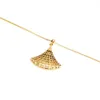 Varole Hollow diseño de abanico personalizado acero inoxidable placas de oro conjunto de collar mujeres señoras cadenas accesorios de joyería estereoscópico 5025660