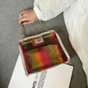 حقائب الكتف البلاستيكية قزحي الألوان حقيبة جاماراي المرأة واضحة شفافة حمل سلسلة حقيبة يد المحفظة