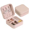 Boîte de rangement portable pour bijoux, style européen, monocouche, simple, pour boucles d'oreilles, bagues, petites mini boîtes en cuir pu, RRB13666