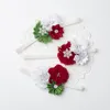 Bonito artesanal flores poligonais infantil hairband moda rhinestone floral headband elástico bebê acessórios de cabelo