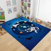 Tecknad raket astronaut 3d matta barn rum utrymme flannel svamp golvmatta tonåring rug söt krypning leka sängen 210626