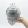 Luxury Rhinestone Tassel Handbag Ring Handle Ball Shape Purse Glitter Clutch Bag Hardware Edging For Party Storage Bags