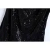 Sexiga kvinnor Svart Sequined Dresses Fashion Ladies Sweet Party Diamond Strap Klänning Elegant Kvinna Chic Slim Mini Vestidos 210427