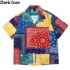 Coloré Bandana Patchwork Polo Shirt Summer Street Fashion Chemise hawaïenne pour hommes Blouse masculine 210603